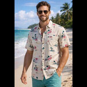 Rip Curl Pink Flamingo Casual Shirt Sz XL